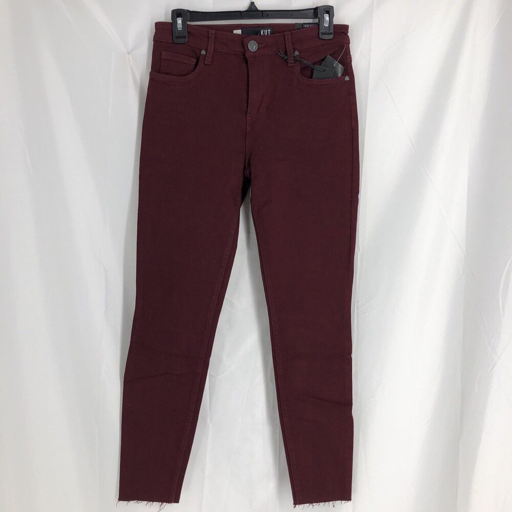 KUT JEANS DONNA HIGH RISE ANKLE SKINNY Deep Plum Size 0